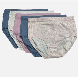 Jockey Elance Breathe Cotton Brief Panties Set Of 5 - Size 9 - Purple/Samba